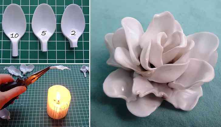 DIY Flores hechas con cucharas de plástico