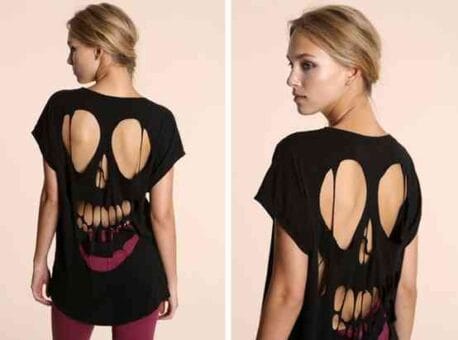 camiseta renovada en forma de calavera