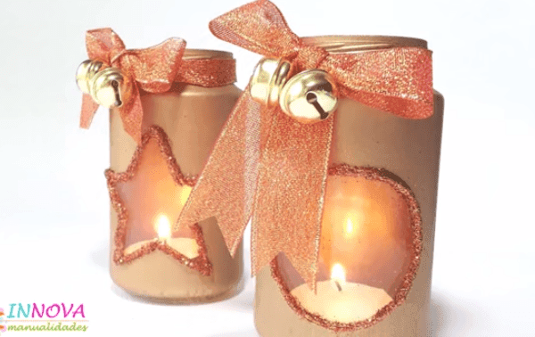 Cómo hacer un portavelas navideño