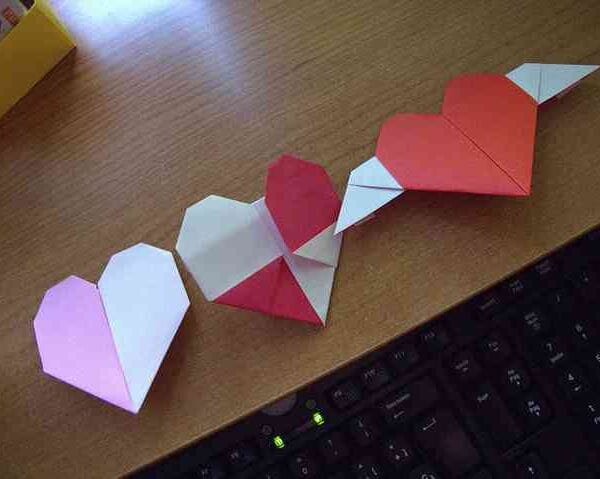 corazones de papel