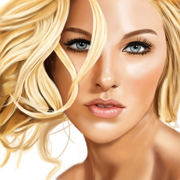 dibujo de mujer rubia