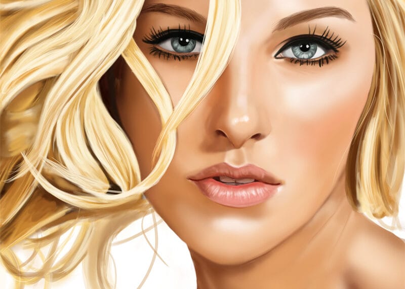 dibujo de mujer rubia