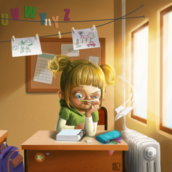 niña estudiando
