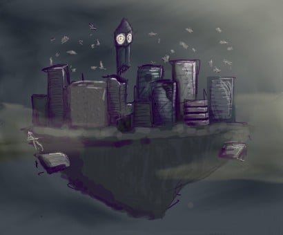 ciudad flotante dibujada