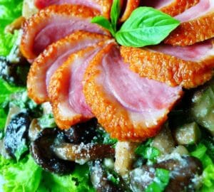 ensalada de pato y setas