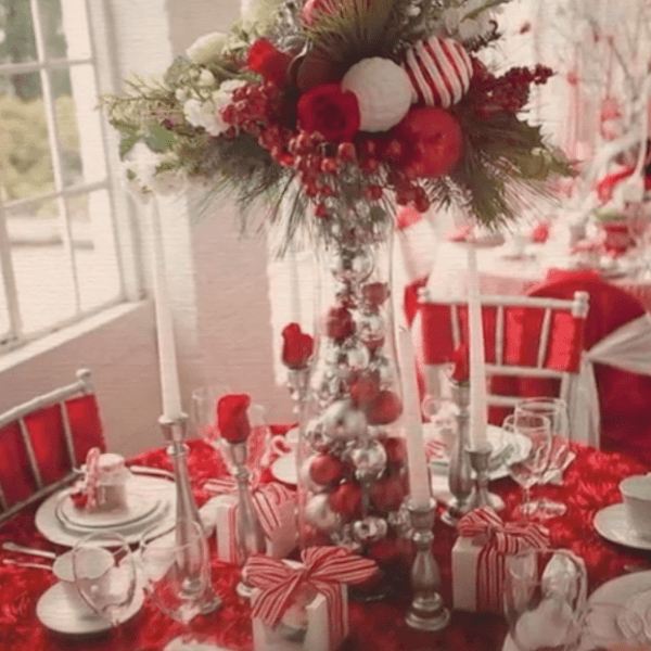 fabricar un centro de mesa navideño