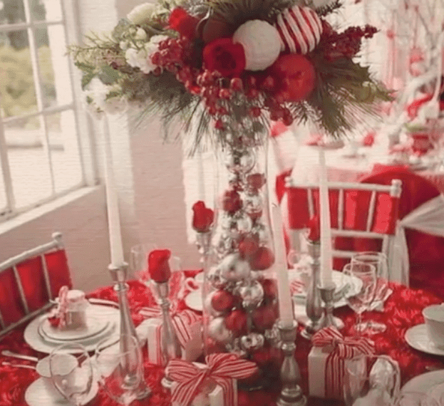 fabricar un centro de mesa navideño