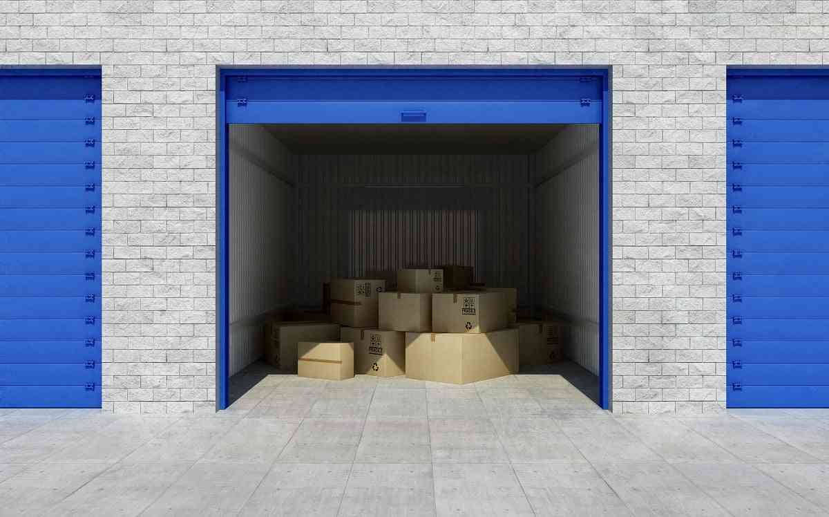 Self Storage Rendering Open self storage unit full of cardboard boxes. 3d rendering - Video ...